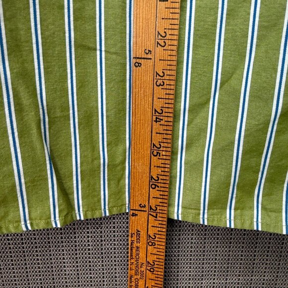 Abercrombie Mens Size XL Green & White Striped Long Sleeve Button-Down Shirt - Picture 6 of 9
